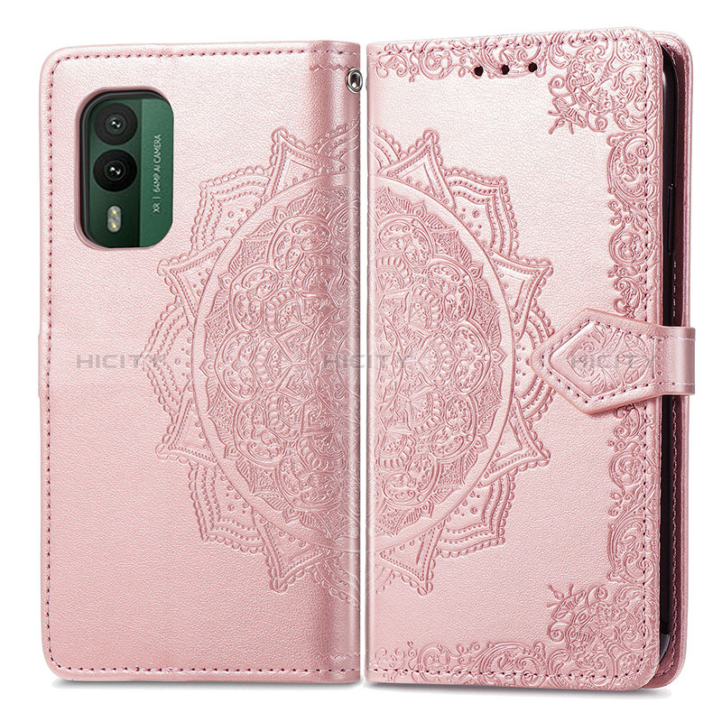 Handytasche Stand Schutzhülle Flip Leder Hülle Modisch Muster für Nokia XR21 Rosegold