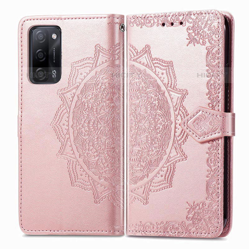 Handytasche Stand Schutzhülle Flip Leder Hülle Modisch Muster für Oppo A53s 5G Rosegold Plus