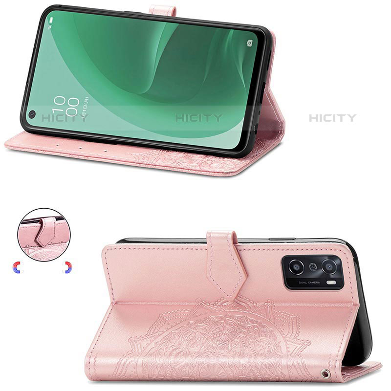 Handytasche Stand Schutzhülle Flip Leder Hülle Modisch Muster für Oppo A55S 5G groß