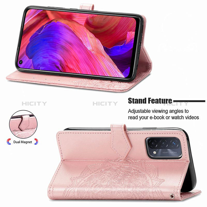 Handytasche Stand Schutzhülle Flip Leder Hülle Modisch Muster für Oppo A74 5G