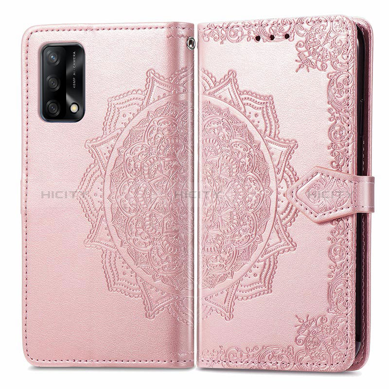 Handytasche Stand Schutzhülle Flip Leder Hülle Modisch Muster für Oppo F19 Rosegold