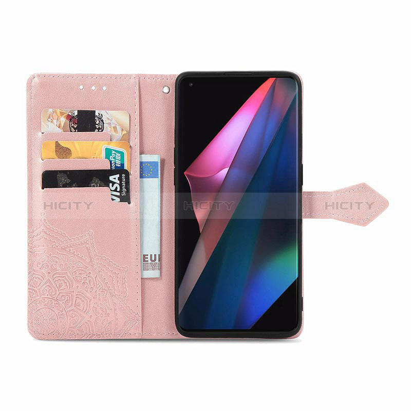 Handytasche Stand Schutzhülle Flip Leder Hülle Modisch Muster für Oppo Find X3 5G groß