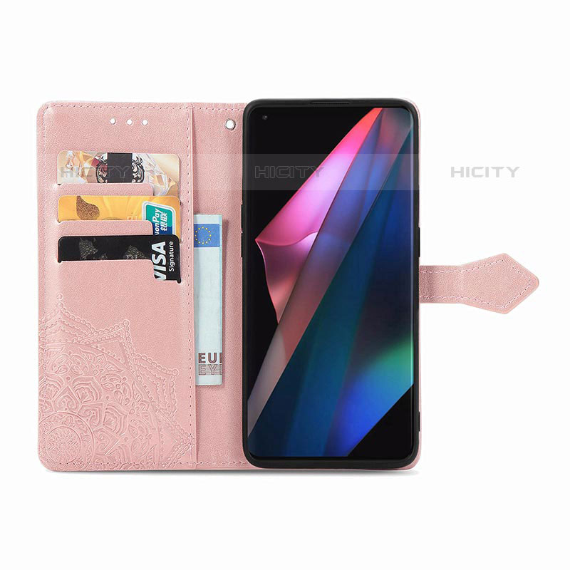 Handytasche Stand Schutzhülle Flip Leder Hülle Modisch Muster für Oppo Find X3 Pro 5G groß