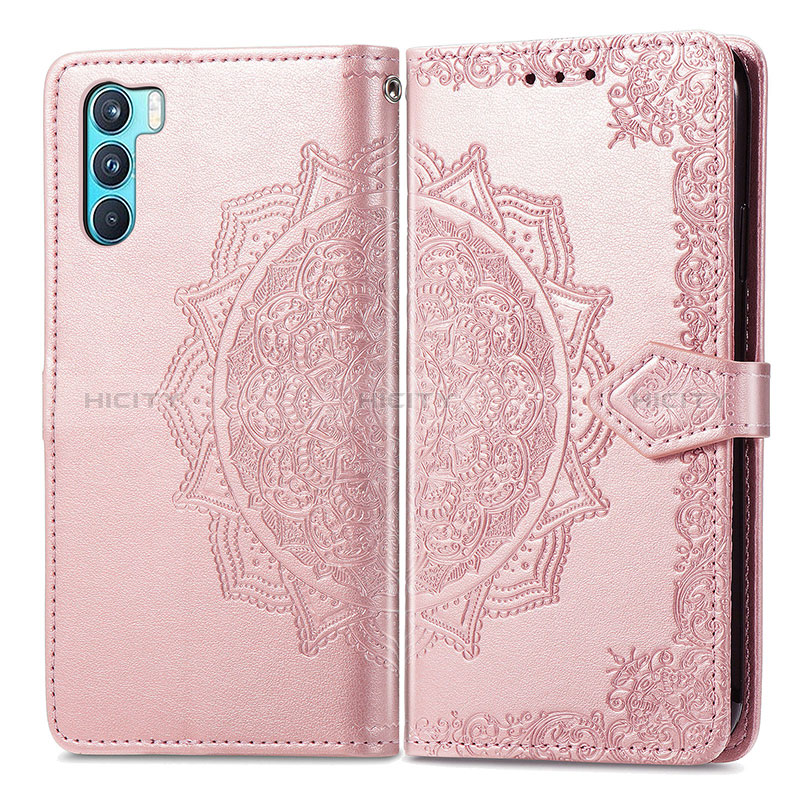 Handytasche Stand Schutzhülle Flip Leder Hülle Modisch Muster für Oppo K9 Pro 5G Rosegold