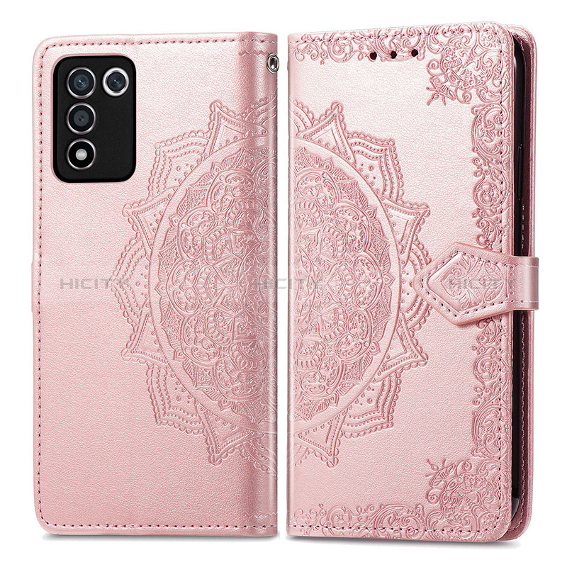 Handytasche Stand Schutzhülle Flip Leder Hülle Modisch Muster für Oppo K9S 5G Rosegold