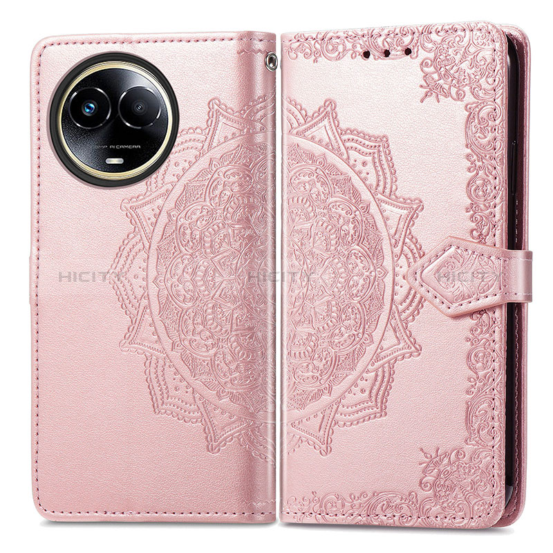 Handytasche Stand Schutzhülle Flip Leder Hülle Modisch Muster für Realme 11 5G Rosegold Plus