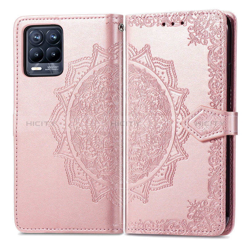 Handytasche Stand Schutzhülle Flip Leder Hülle Modisch Muster für Realme 8 Pro Rosegold