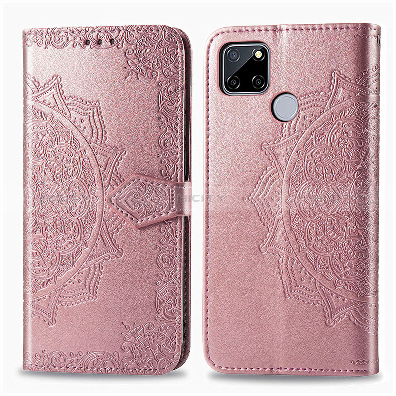 Handytasche Stand Schutzhülle Flip Leder Hülle Modisch Muster für Realme C12 Rosegold Plus