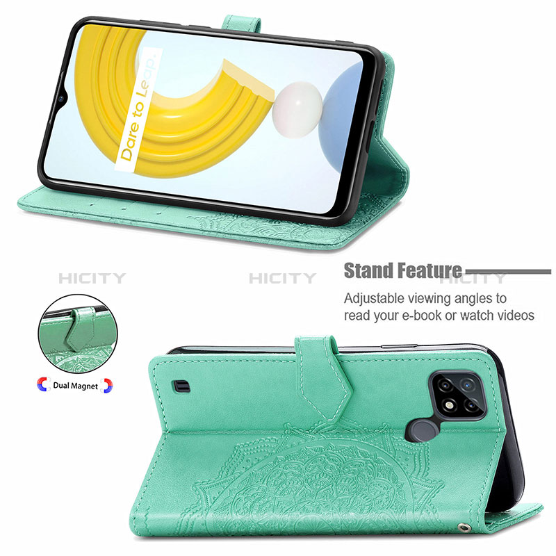 Handytasche Stand Schutzhülle Flip Leder Hülle Modisch Muster für Realme C21 groß