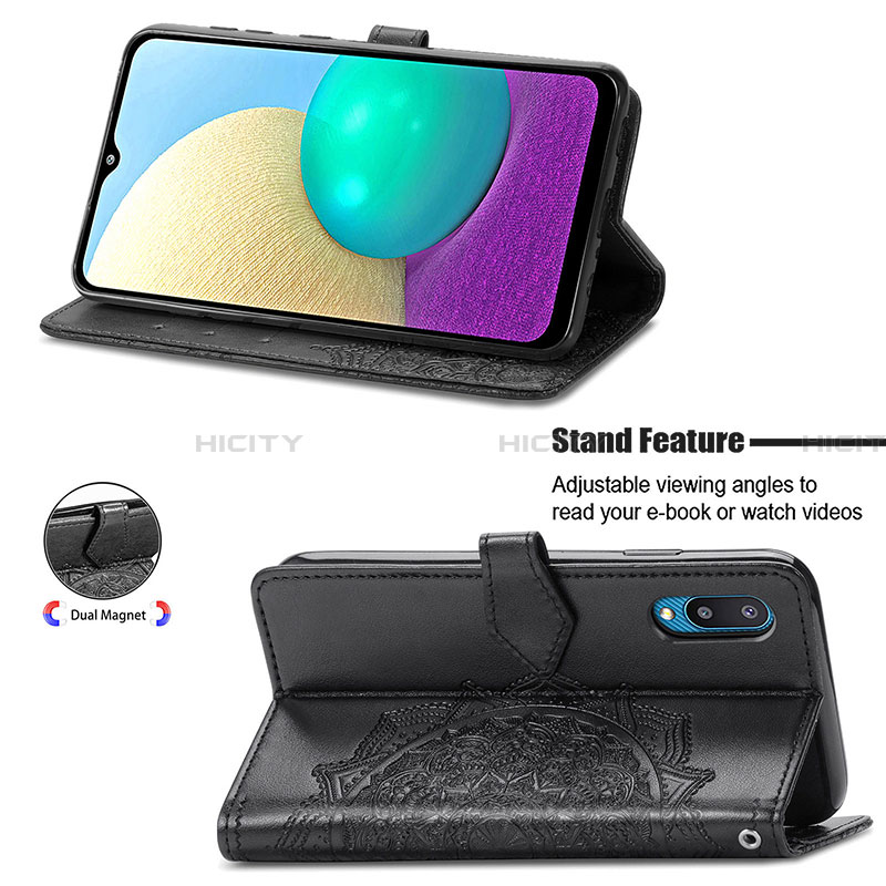 Handytasche Stand Schutzhülle Flip Leder Hülle Modisch Muster für Samsung Galaxy A02 groß