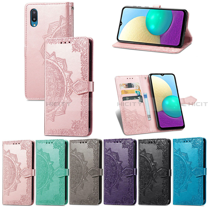 Handytasche Stand Schutzhülle Flip Leder Hülle Modisch Muster für Samsung Galaxy A02 groß