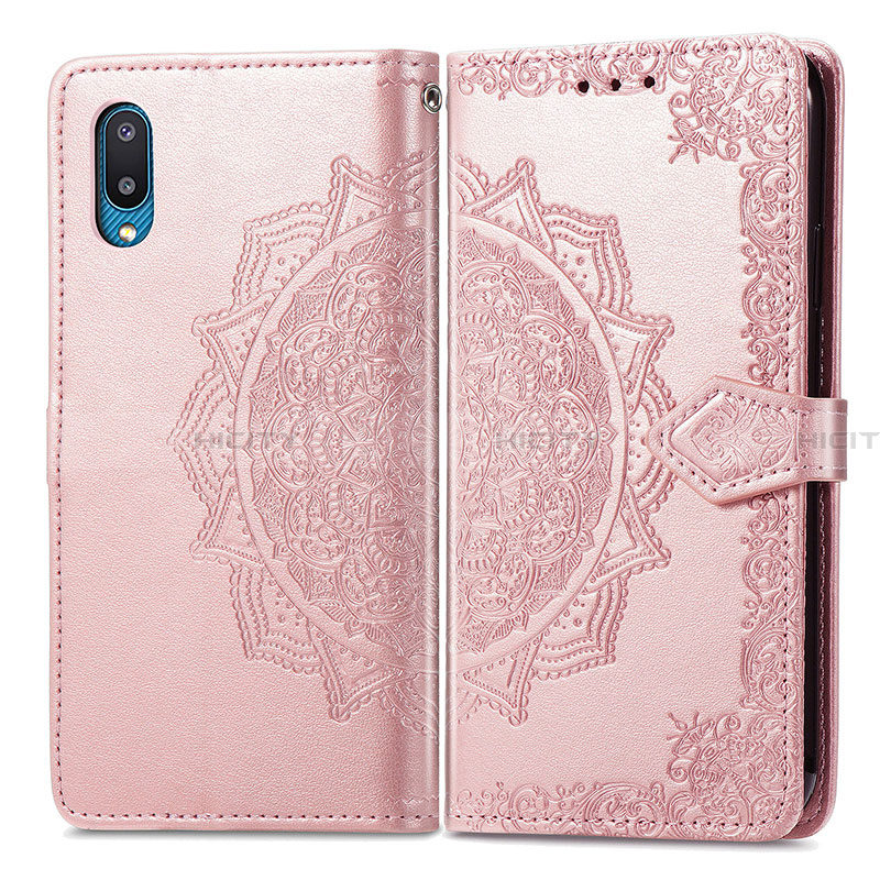 Handytasche Stand Schutzhülle Flip Leder Hülle Modisch Muster für Samsung Galaxy A02 Rosegold Plus