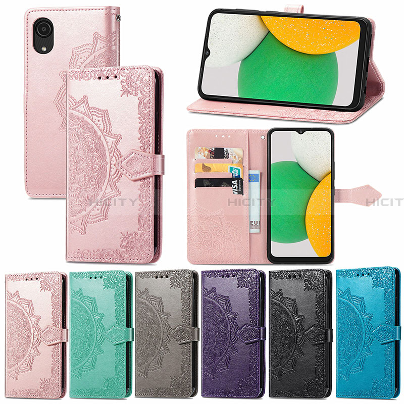 Handytasche Stand Schutzhülle Flip Leder Hülle Modisch Muster für Samsung Galaxy A03 Core groß