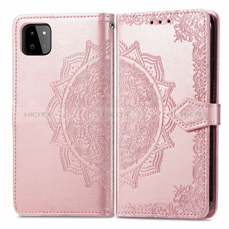 Handytasche Stand Schutzhülle Flip Leder Hülle Modisch Muster für Samsung Galaxy A22s 5G Rosegold