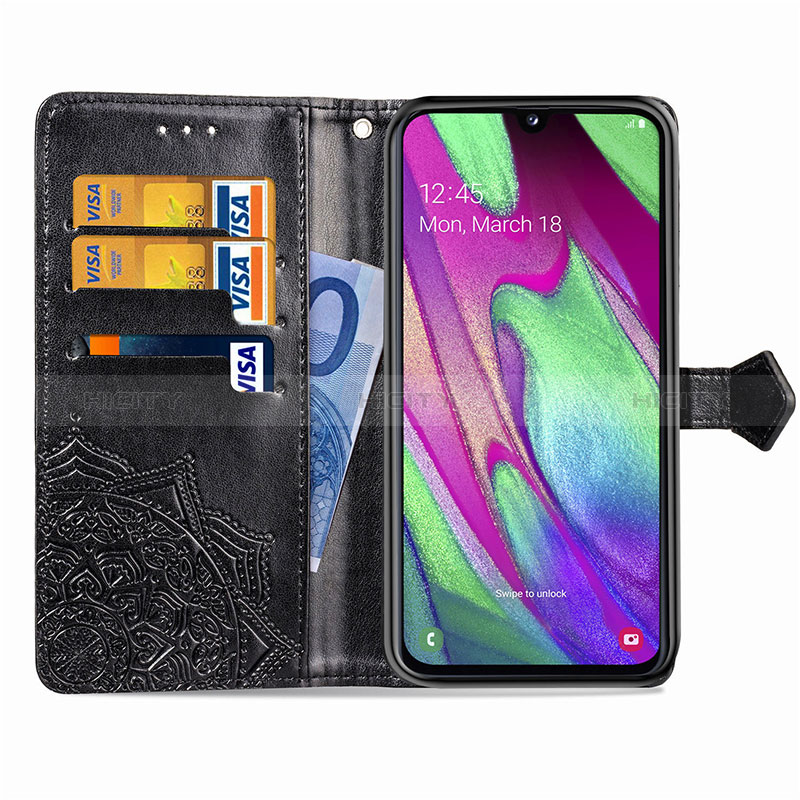 Handytasche Stand Schutzhülle Flip Leder Hülle Modisch Muster für Samsung Galaxy A40 groß