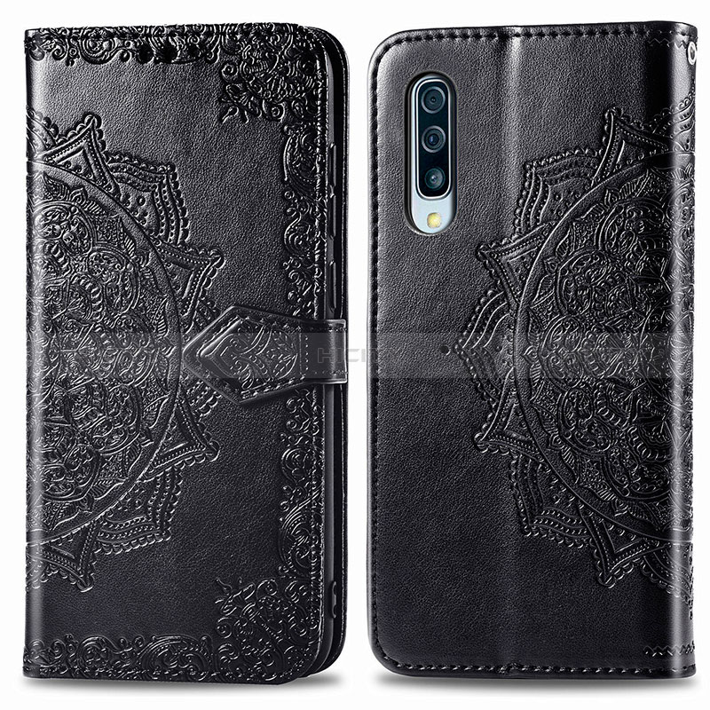 Handytasche Stand Schutzhülle Flip Leder Hülle Modisch Muster für Samsung Galaxy A50S Schwarz