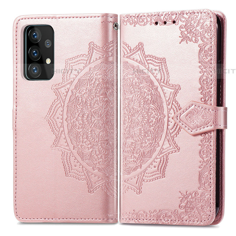 Handytasche Stand Schutzhülle Flip Leder Hülle Modisch Muster für Samsung Galaxy A52 5G Rosegold Plus