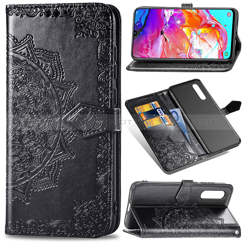 Handytasche Stand Schutzhülle Flip Leder Hülle Modisch Muster für Samsung Galaxy A70 groß