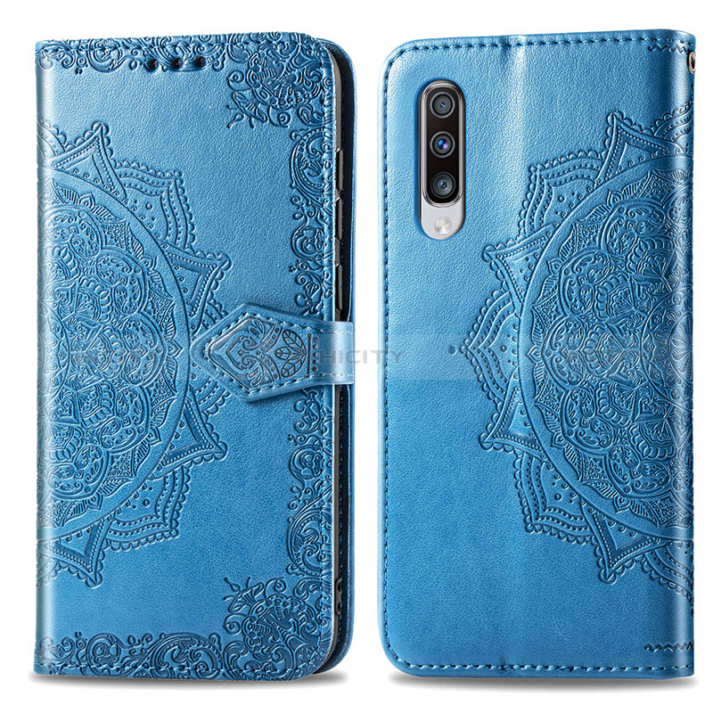 Handytasche Stand Schutzhülle Flip Leder Hülle Modisch Muster für Samsung Galaxy A70S Blau