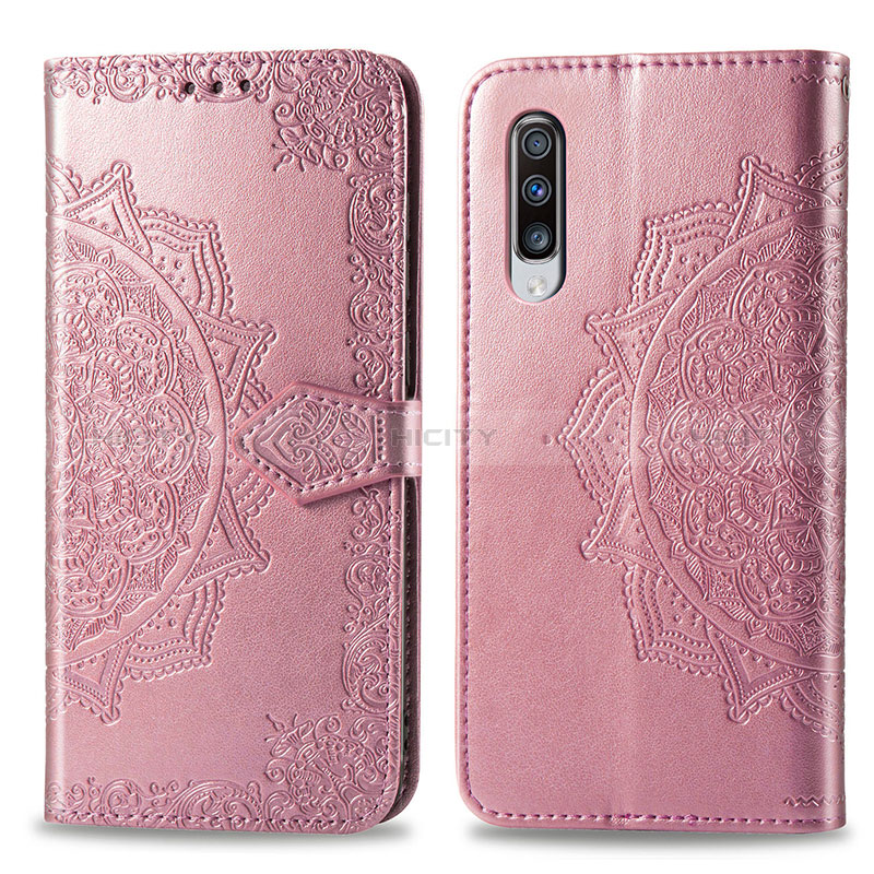 Handytasche Stand Schutzhülle Flip Leder Hülle Modisch Muster für Samsung Galaxy A70S Rosegold Plus