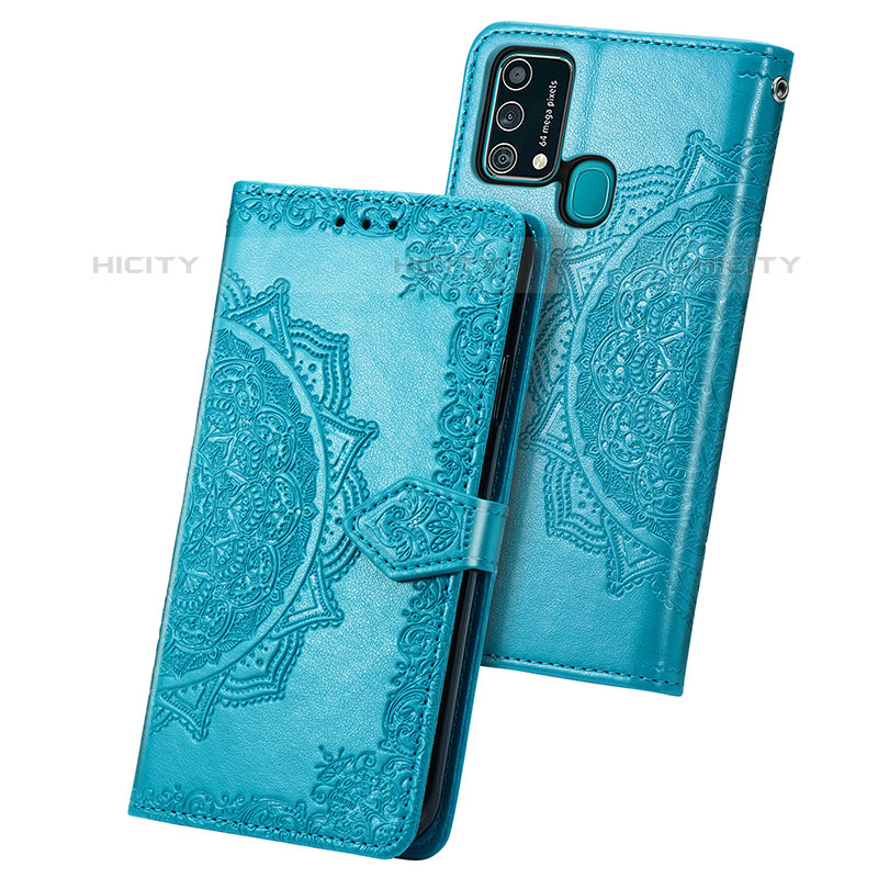 Handytasche Stand Schutzhülle Flip Leder Hülle Modisch Muster für Samsung Galaxy F41 Blau