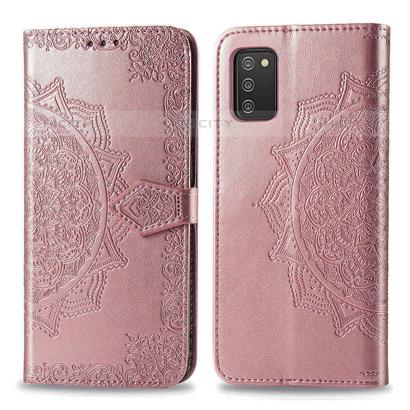 Handytasche Stand Schutzhülle Flip Leder Hülle Modisch Muster für Samsung Galaxy M02s Rosegold Plus