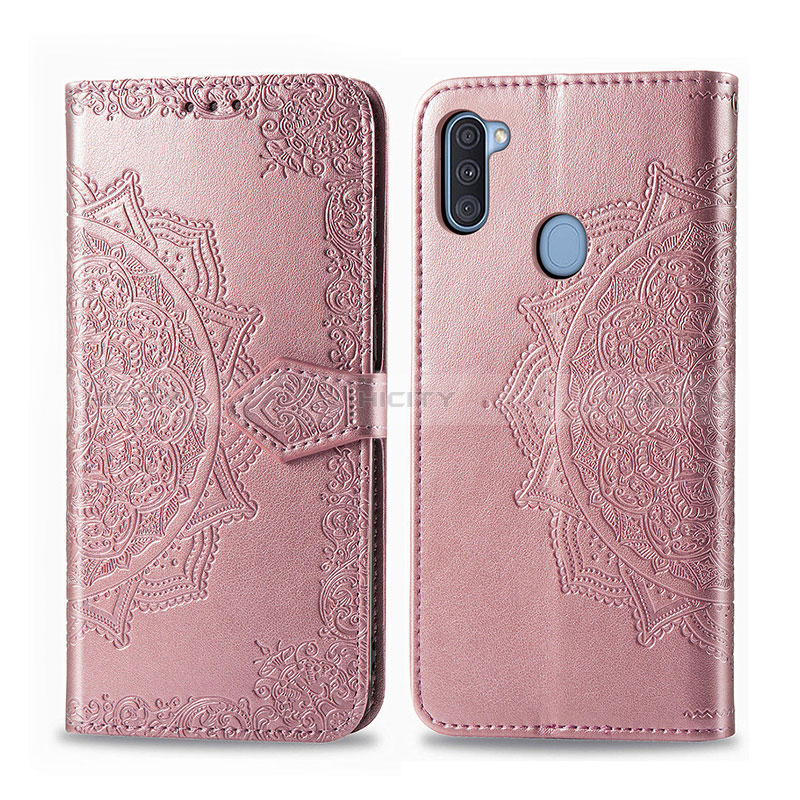 Handytasche Stand Schutzhülle Flip Leder Hülle Modisch Muster für Samsung Galaxy M11 Rosegold Plus