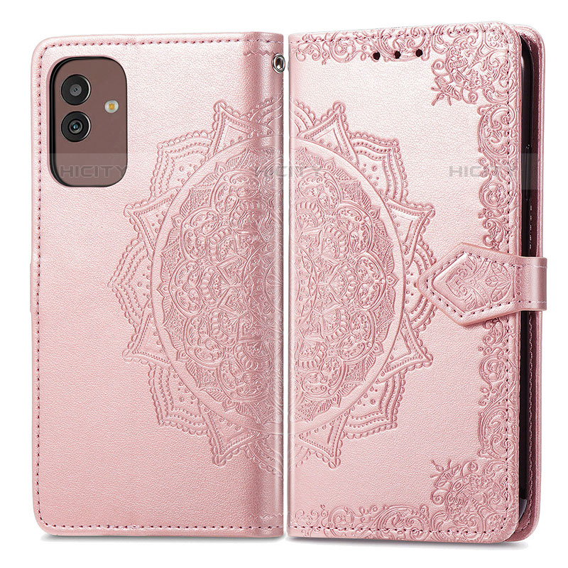 Handytasche Stand Schutzhülle Flip Leder Hülle Modisch Muster für Samsung Galaxy M13 5G Rosegold