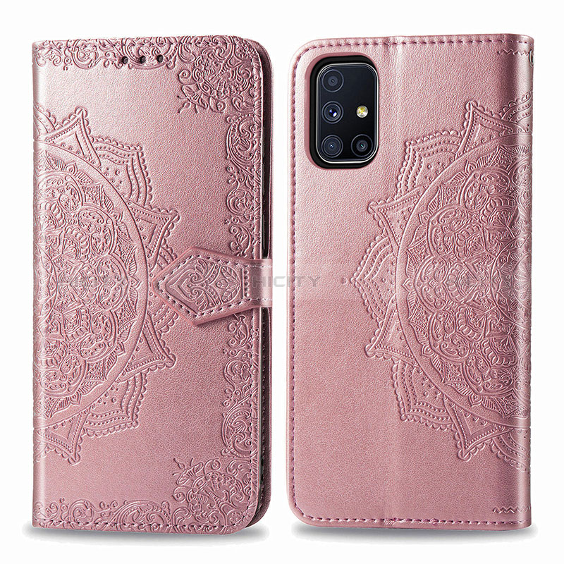 Handytasche Stand Schutzhülle Flip Leder Hülle Modisch Muster für Samsung Galaxy M51 Rosegold Plus