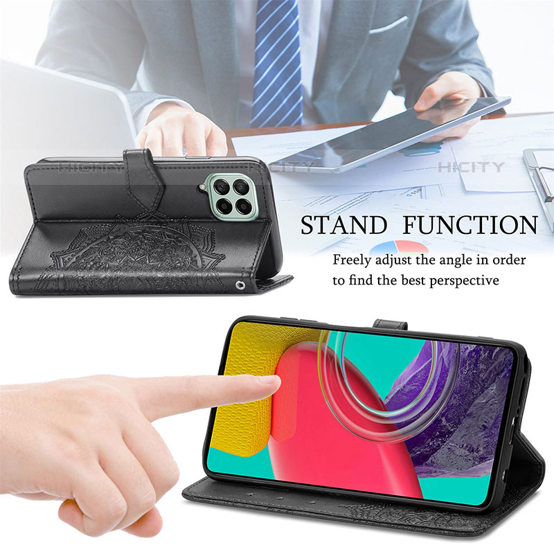 Handytasche Stand Schutzhülle Flip Leder Hülle Modisch Muster für Samsung Galaxy M53 5G groß