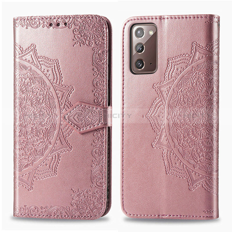 Handytasche Stand Schutzhülle Flip Leder Hülle Modisch Muster für Samsung Galaxy Note 20 5G Rosegold