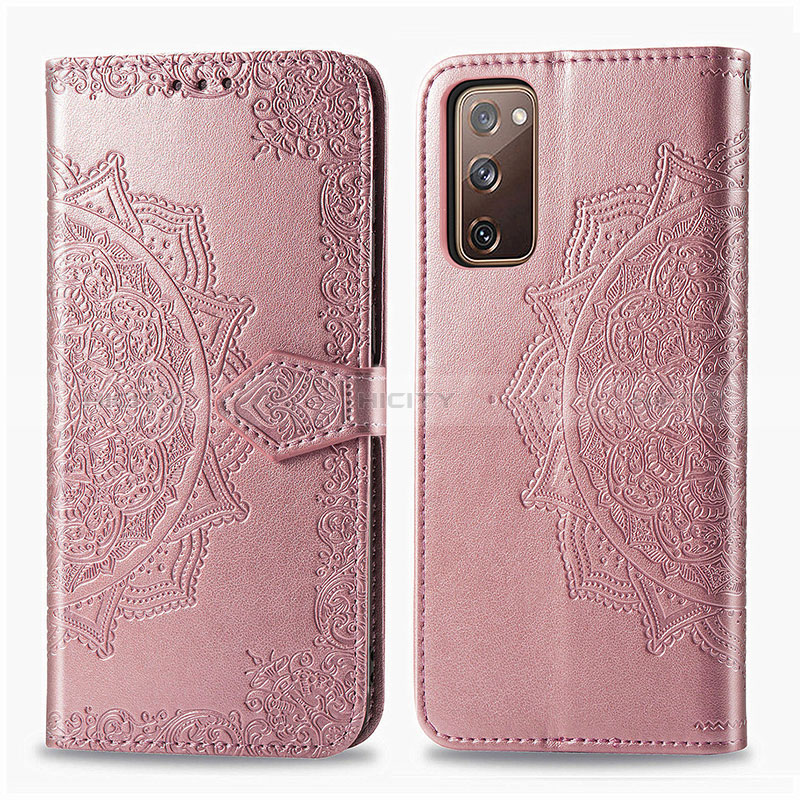 Handytasche Stand Schutzhülle Flip Leder Hülle Modisch Muster für Samsung Galaxy S20 FE 5G Rosegold Plus