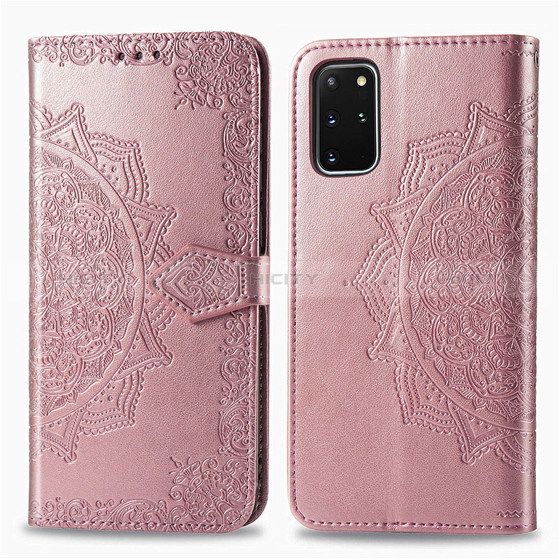 Handytasche Stand Schutzhülle Flip Leder Hülle Modisch Muster für Samsung Galaxy S20 Plus 5G Rosegold