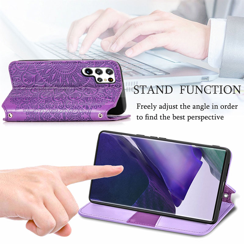 Handytasche Stand Schutzhülle Flip Leder Hülle Modisch Muster für Samsung Galaxy S22 Ultra 5G groß