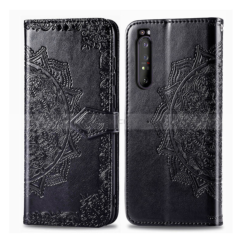 Handytasche Stand Schutzhülle Flip Leder Hülle Modisch Muster für Sony Xperia 1 II Schwarz