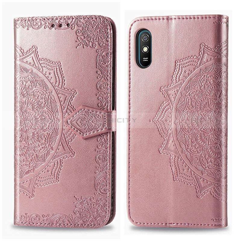 Handytasche Stand Schutzhülle Flip Leder Hülle Modisch Muster für Xiaomi Redmi 9A Rosegold Plus