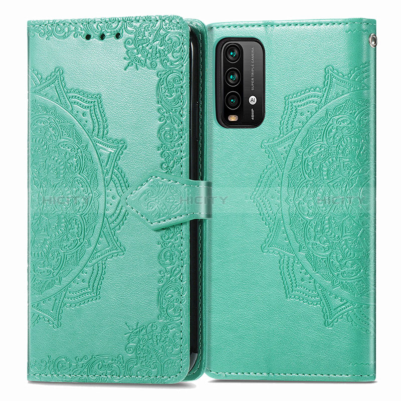 Handytasche Stand Schutzhülle Flip Leder Hülle Modisch Muster für Xiaomi Redmi Note 9 4G Grün