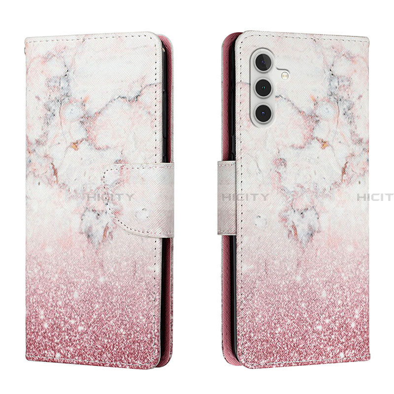 Handytasche Stand Schutzhülle Flip Leder Hülle Modisch Muster H01X für Samsung Galaxy A13 5G Rosa Plus