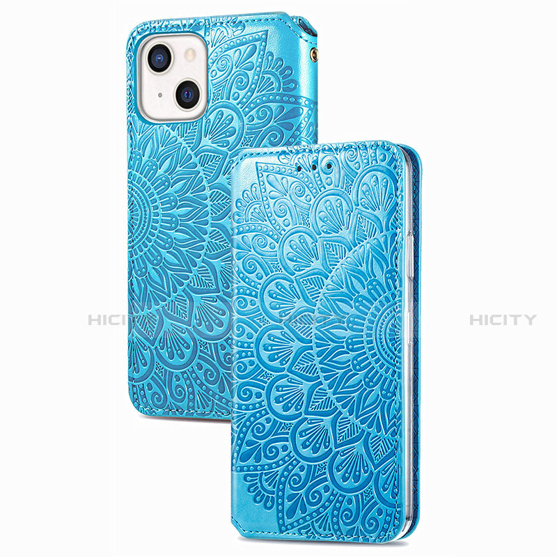 Handytasche Stand Schutzhülle Flip Leder Hülle Modisch Muster H02 für Apple iPhone 13 Blau