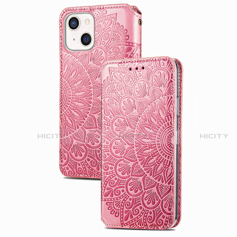 Handytasche Stand Schutzhülle Flip Leder Hülle Modisch Muster H02 für Apple iPhone 13 Mini Rosegold