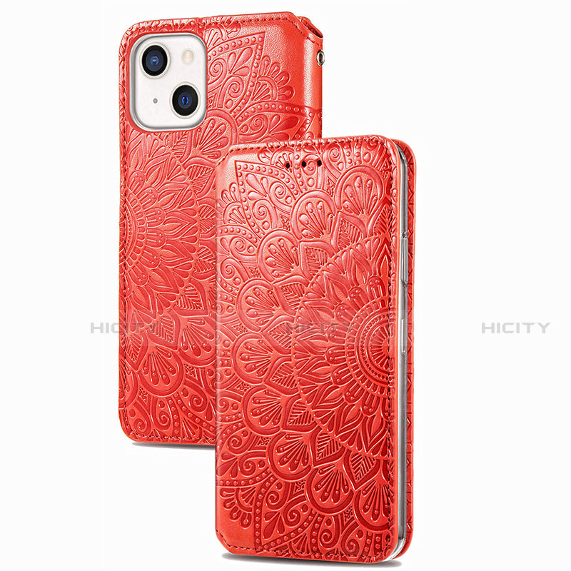 Handytasche Stand Schutzhülle Flip Leder Hülle Modisch Muster H02 für Apple iPhone 13 Mini Rot