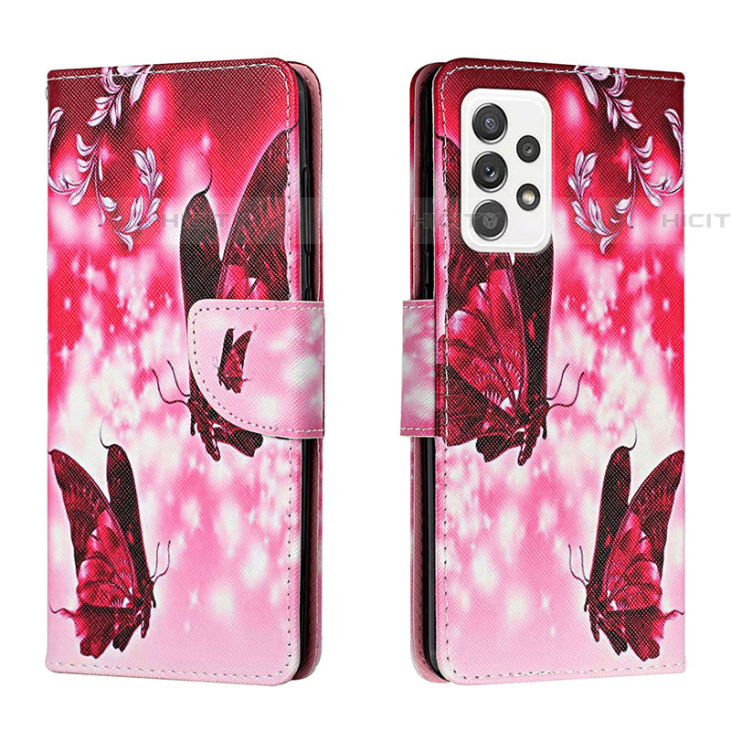 Handytasche Stand Schutzhülle Flip Leder Hülle Modisch Muster H02X für Samsung Galaxy A53 5G Pink Plus