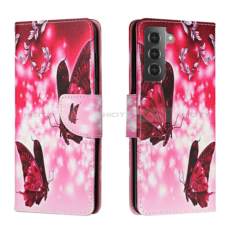 Handytasche Stand Schutzhülle Flip Leder Hülle Modisch Muster H02X für Samsung Galaxy S22 Plus 5G Pink