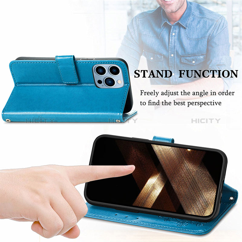 Handytasche Stand Schutzhülle Flip Leder Hülle Modisch Muster H03 für Apple iPhone 14 Pro Max groß