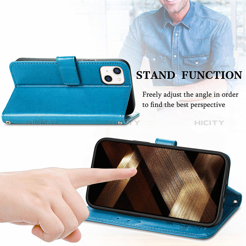 Handytasche Stand Schutzhülle Flip Leder Hülle Modisch Muster H03 für Apple iPhone 15 groß