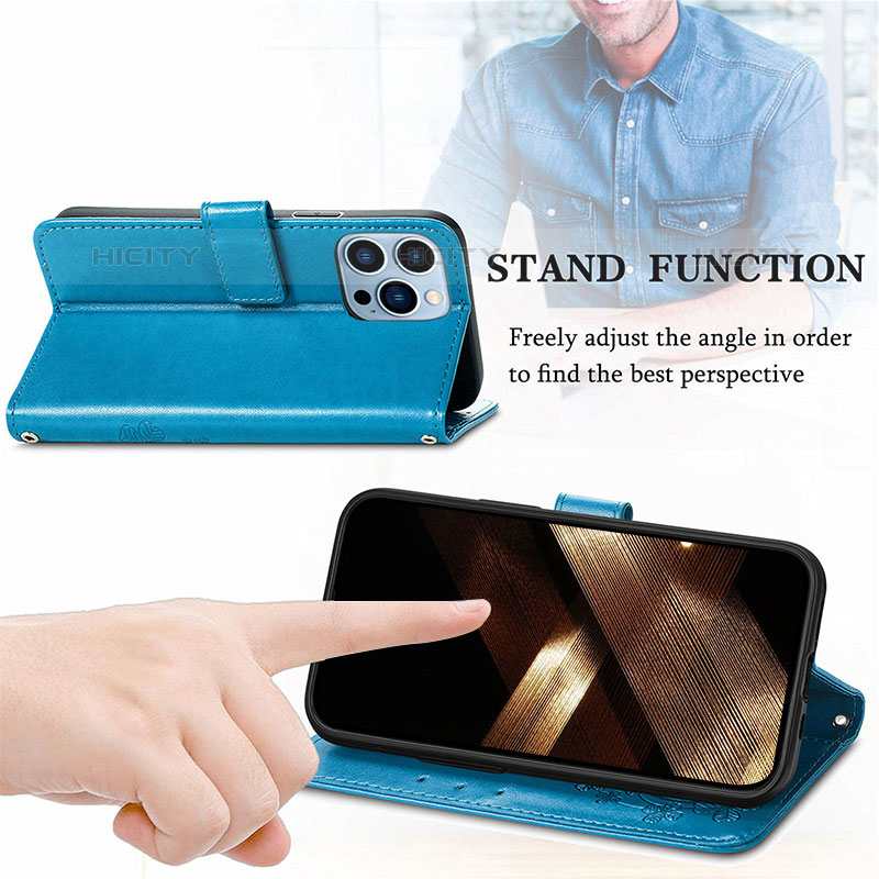 Handytasche Stand Schutzhülle Flip Leder Hülle Modisch Muster H03 für Apple iPhone 15 Pro