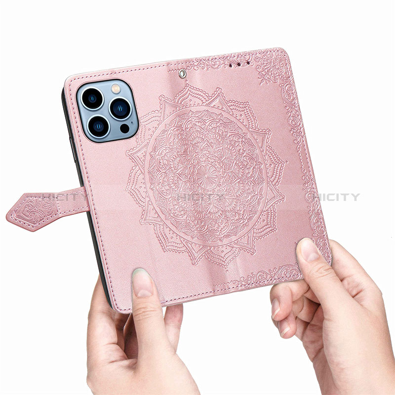 Handytasche Stand Schutzhülle Flip Leder Hülle Modisch Muster H06 für Apple iPhone 14 Pro groß