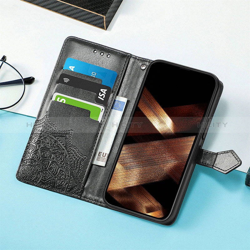 Handytasche Stand Schutzhülle Flip Leder Hülle Modisch Muster H06 für Apple iPhone 15 groß