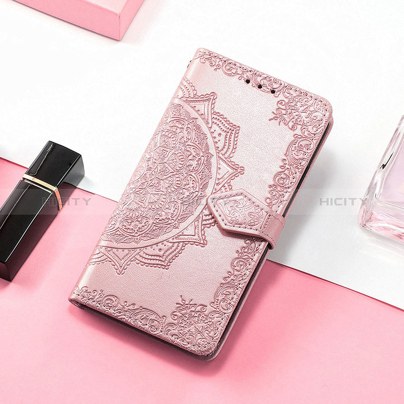 Handytasche Stand Schutzhülle Flip Leder Hülle Modisch Muster H06 für Apple iPhone 15 Rosegold Plus