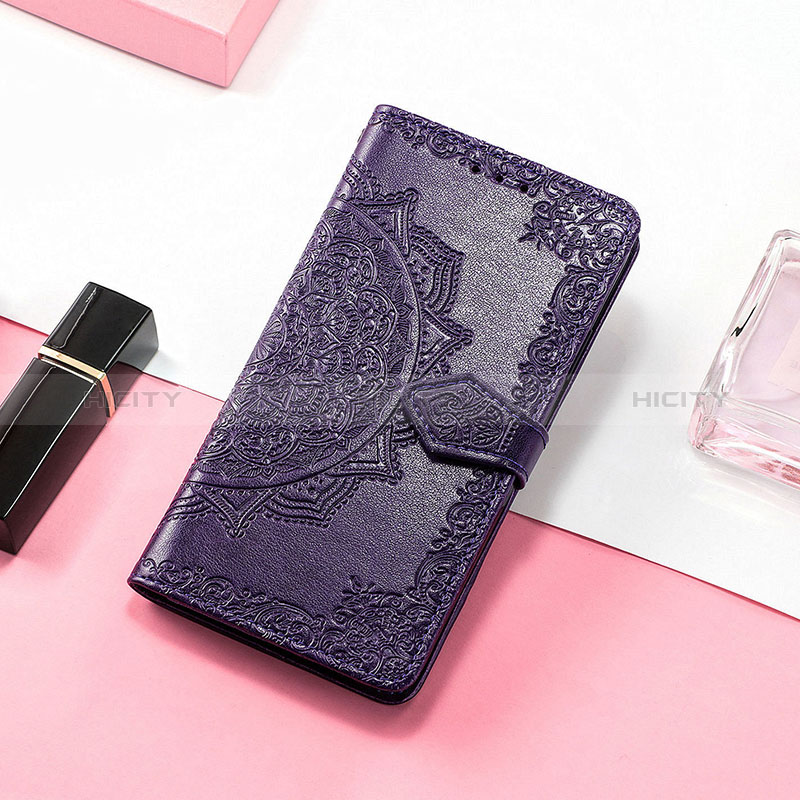 Handytasche Stand Schutzhülle Flip Leder Hülle Modisch Muster H06 für Apple iPhone 15 Violett Plus